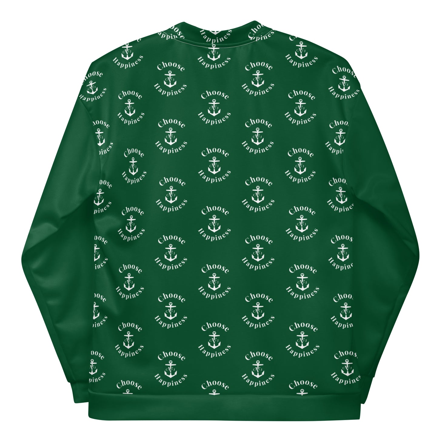 "CHOOSE HAPPINESS" GOOD VIBE UNISEX BOMBER - Forest Green