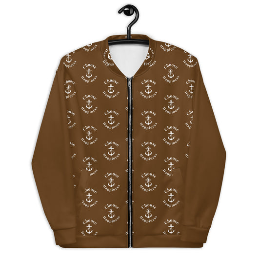 "Choose Happiness" Good Vibe Unisex Bomber -Brown