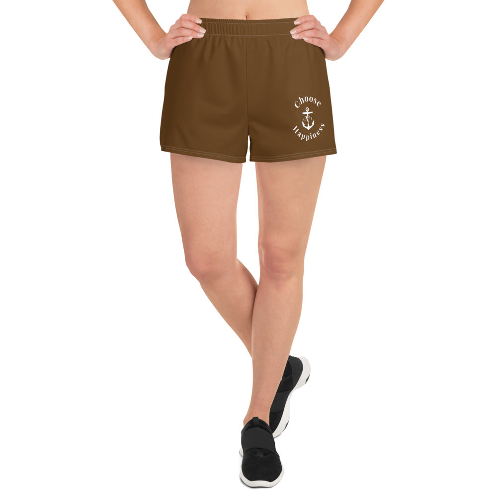 CHOOSE HAPPINESS SHORTY ATHLETIC SHORTS- Brown